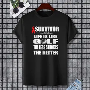 Stroke Survivor T Shirt Gift Funny Stroke Awareness Month T-Shirt, 100% Cotton, Single Side Printed, Black Short Sleeve T-shirt, Gift for Family Friends, S-XXXL, 1 pc, Fabric Weight 180g