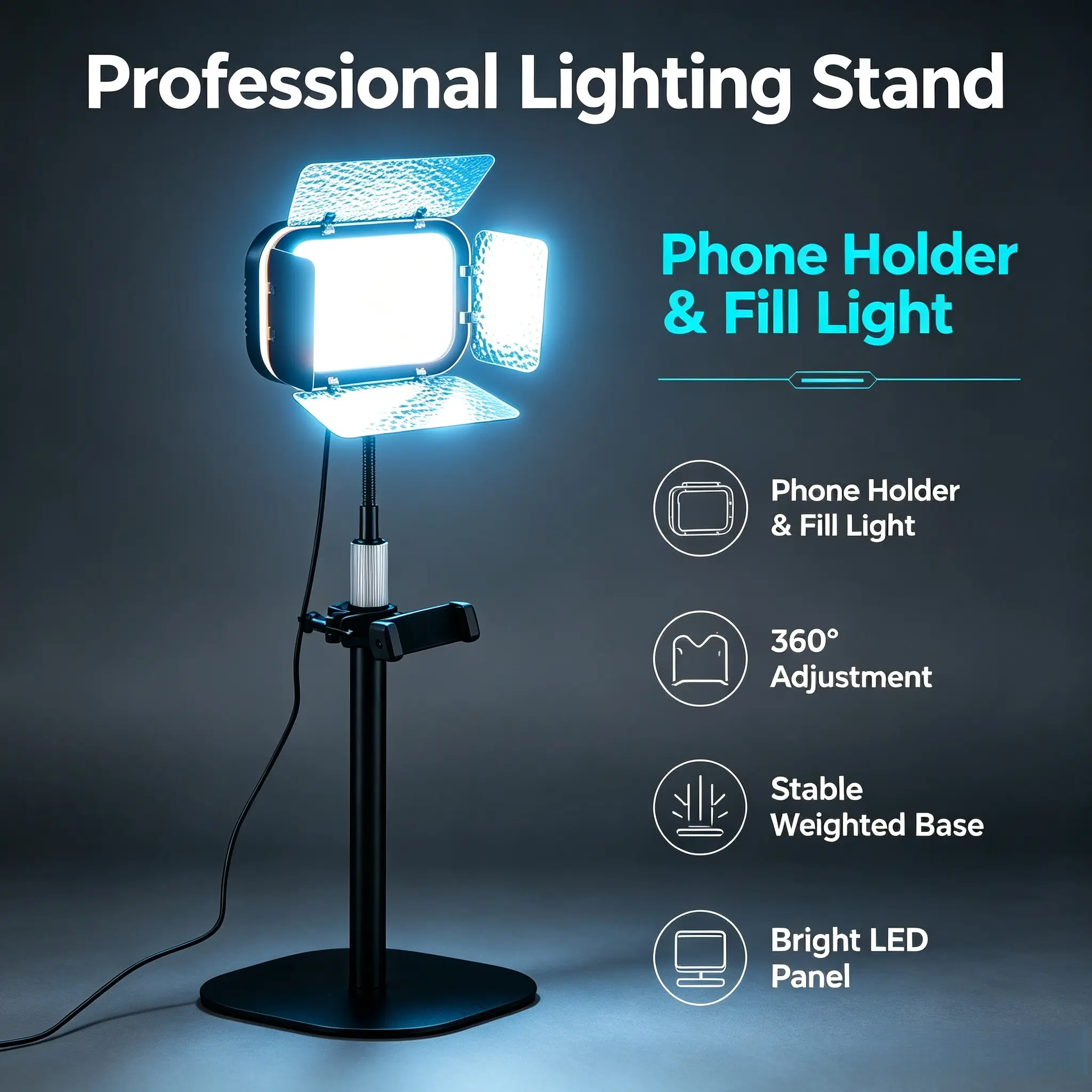 EMART  Ring Light with Stand, Full-Screen Selfie Ring Light for Desk  with Flexible Gooseneck , Desktop Video Conferencing Calls Selfie Key Light, Recording Keylight Continuous Output Lighting for Laptop Computer Webcam
