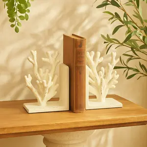Set of 2 Coral Metal Decorative Bookends Set of 2 5"W, 7"H