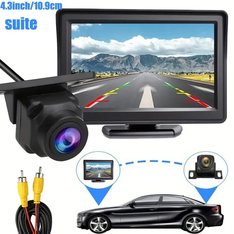 4.3Inch Reverse Kit, HD Backup Camera, Back Up Camera For Cars, & 4.3in Display Monitor, Clear Night Vision Function, Universal Fit Most Vehicle Models, Car Rear View Parking Assistant, Improve Driving Safety, Waterproof Reverse Camera System