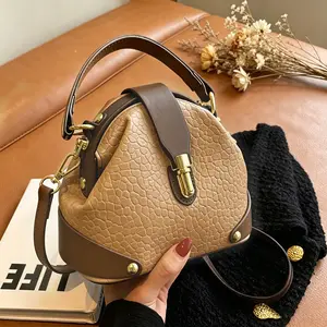 Women's Color Block Handbag, Retro PU Leather Crossbody Bag, Elegant Casual Satchel Shoulder Bag for Daily Commute Dating Shopping Travel