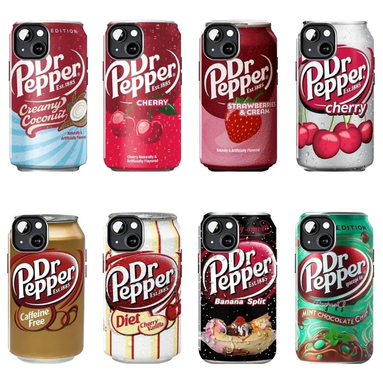 Dr Pepper Soda Can Phone Case, Cherry & Cream Vintage Beverage Protective Cover, Retro Soft Drink iPhone Case Compatible with iPhone 11 12 13 14 15 16 17 Pro Max Plus