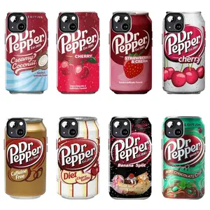 Dr Pepper Soda Can Phone Case, Cherry & Cream Vintage Beverage Protective Cover, Retro Soft Drink iPhone Case Compatible with iPhone 11 12 13 14 15 16 17 Pro Max Plus