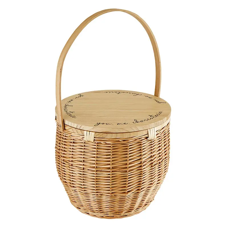 Creative Brands N0872 Rustic Picnic Basket - Charcuterie Basket for You Me Outdoor Picnics, Rustic Basket