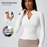 Women's Zip-Up Sports Jacket, Long-Sleeve Fitted Yoga Jacket, Indoor & Outdoor Athletic Wear, Spring Sportswear, Workout Jacket