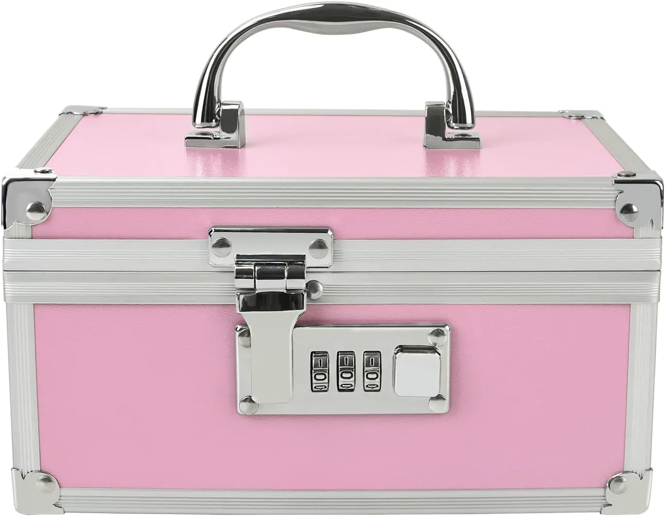 Medication Lock Box Aluminium Alloy Combination Lock for Home and Travel Medicine Lock Box,First Aid Safe Medication Storage Box,7.66''x 5.12''x 4.13'' (Pink)