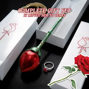 Magic Rose Ring Box – Blooming Surprise Gift,Red Rose Jewelry Ring Box Case for Ring Earring Romantic Engagement Wedding Ring Earrings,Suitable for surprise gifts, birthday gifts, holiday gifts, and marriage proposals.