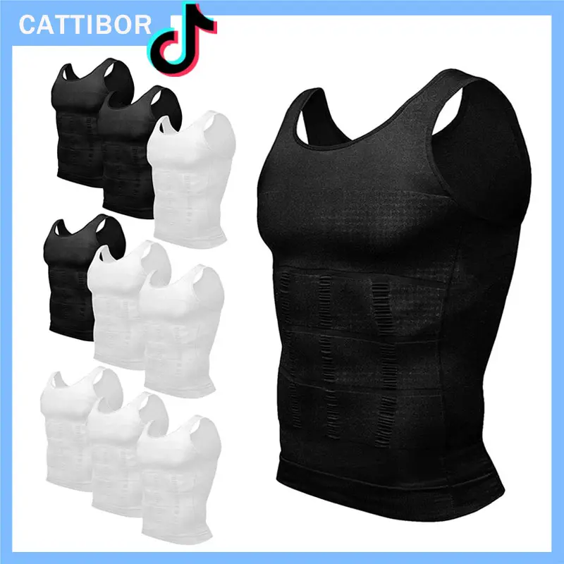 Lilvigor Men's 3-Pack Compression Shirts - Sleeveless Body Shaper Vest & Gym Workout Tank Tops