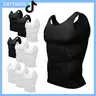 CATTIBOR Men's Round Neck Compression Tank Top (1/2/3/4 Pack) - Shaping Vest, Sleeveless Shapewear, Gym Workout Fitness Shirt, Gym Casual Wear, All-Season Menswear & Underwear