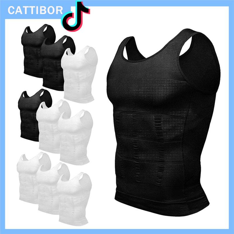 CATTIBOR 1/2/3/4 Pack Men Round Neck Compression Tank Top,Men Shaping Vest,Men Sleeveless Shirt Shapewear,Men GYM Workout  Fitness Shirts Tank Tops Shirts Menswear & Underwear,Men's Underwear For All Seasons