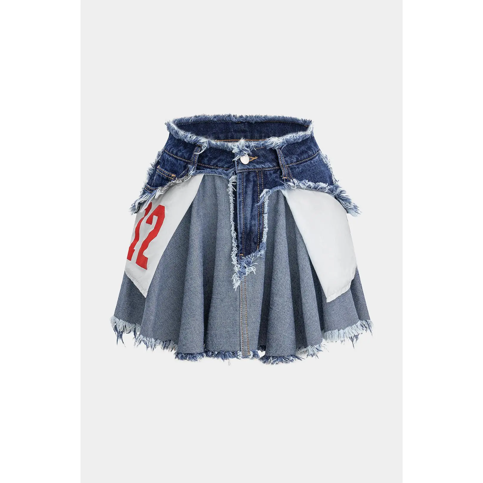 Denim Ripped Frayed Skirt