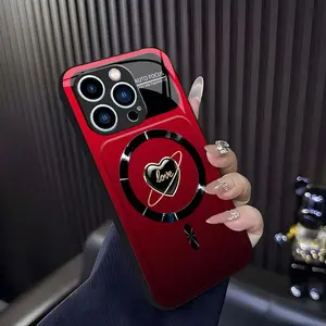 Luxury Magnetic Heart Phone Case for iPhone 14 Pro - Aesthetic Lens Protection Phone Cover, 2026 Viral Summer Trend 952