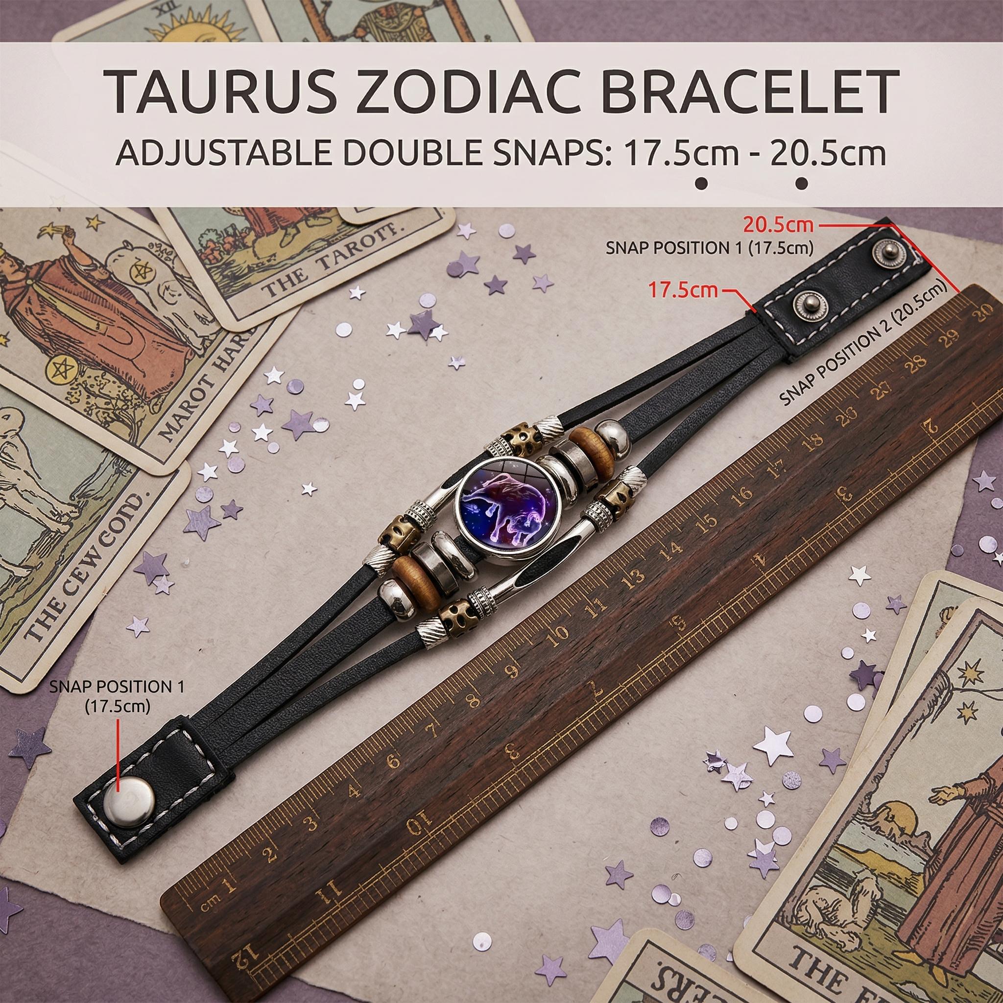 Glow-in-the-Dark Leather 12 Zodiac Sign Bracelet for Women(6.9 in/8.1 in) Astrology Jewelry Vintage Braided Design Ideal for Astrology Enthusiasts