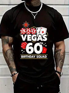 100% Cotton Las Vegas Birthday Party Gifts & Souvenirs - Vegas 60th Birthday Crew T-Shirt Women's Men's Graphic Tee Crew Neck summer vacation Tops