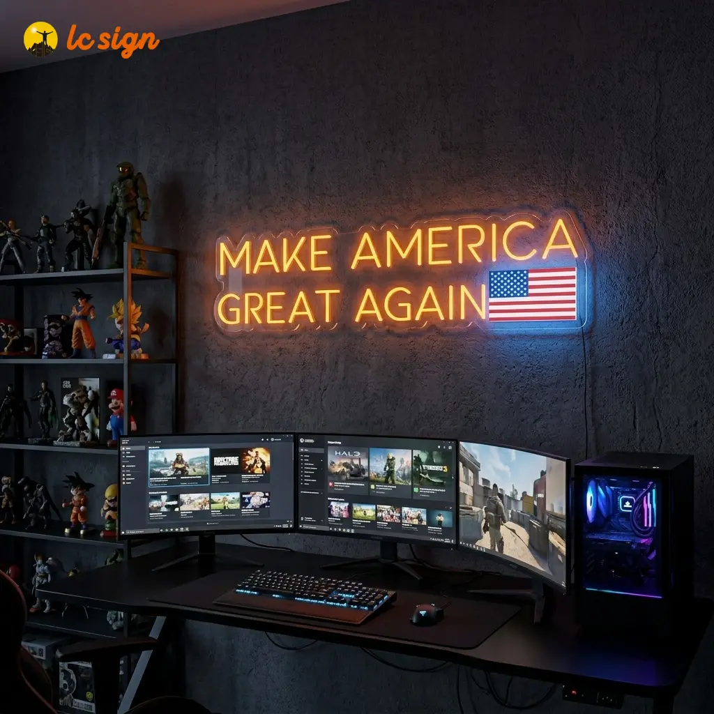 LCSIGN Make America Great Again MAGA led neon sign for house for bedrooms, living rooms, meditation spaces, home offices 20.87*6.15in 47.24*12.01in 59.06*31.47in