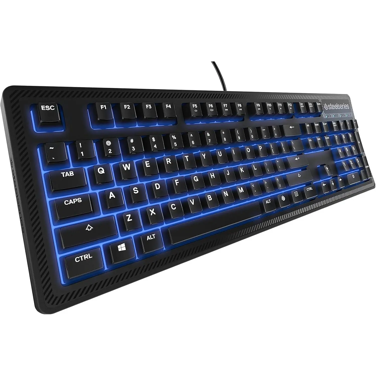 SteelSeries Apex 100 Gaming Keyboard - Tactile & Silent - Blue LED Backlit - Splash Resistant - Media Controls