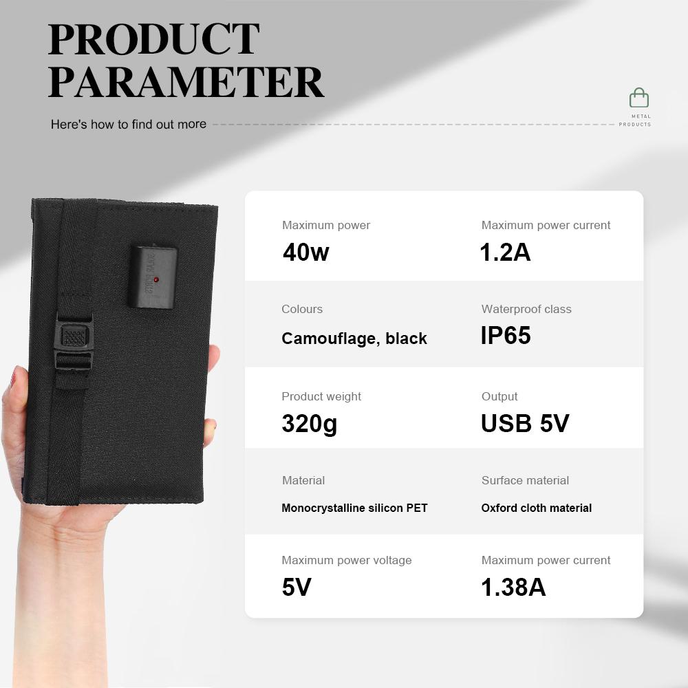 Portable Foldable Folding Solar Panel Monocrystalline Solar Panels Usb 24V Charger Outdoor Camping Waterproof