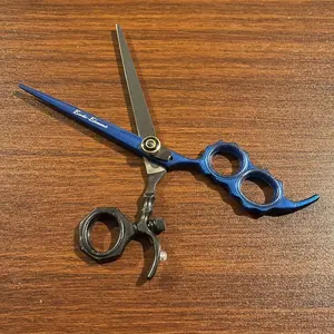 Barber Scissors Kit – Very Sharp Hair, Beard, and Mustache Cutting Shears for Salon Use Adjustable Blue and Black