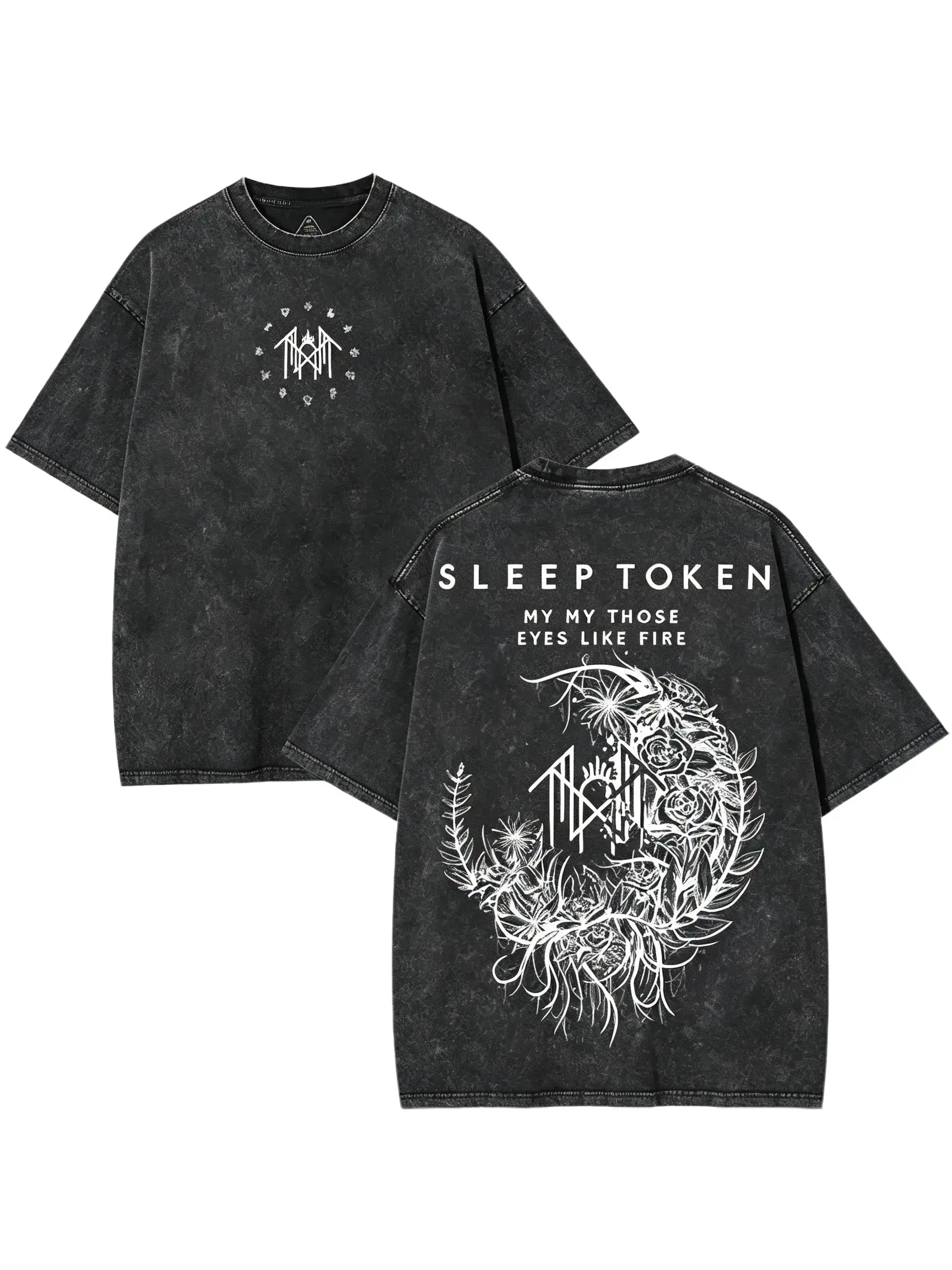 [BT] Sleep Token Flowers Heavy Metal Album Gothic Y2K Oversized Music casual streetwear Acid Washed Tshirts, otg clothes sleep token merch  men gifts Cotton Fabric, Grunge Alt Rock Fan Loose Fit Vintage Wash Band T-Shirt