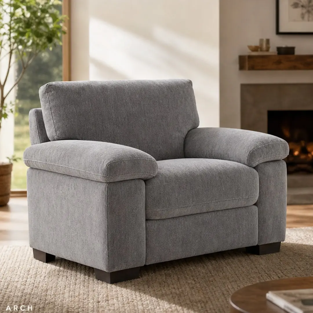 Modern Chenille Accent Chair Oversized Single Sofa Armchair 34.3 Inch Plush Cushion Soft Upholstered Reading Chair for Living Room Small Space Bedroom Multiple Color Options Beige Brown Green Grey, Beige/Brown/Green/Grey Color Options