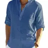 COOFANDY Week Men's Cotton Linen Henley Shirt Long Sleeve Hippie Casual Beach T Shirts Menswear Soft Beach Wear Breathable Vneck Fashion Lightweight Stylish Slim Fit（runs small ）