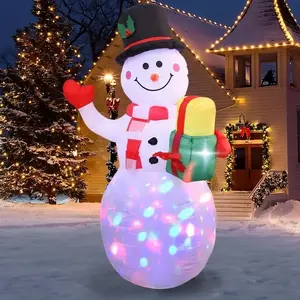 5ft LED Inflatable Snowman Christmas Yard Decoration! 🎄   Colorful Light-Up Outdoor Decor for Lawn & Garden. Weather-Resistant Holiday Inflatable for Indoor/Outdoor Parties - The Perfect Christmas Display!