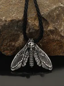 Vintage Viking Death Skull Moth Pendant Necklace, Gothic Men's Necklace, Norwegian Style Party Accessory, Valentine's Day Gift