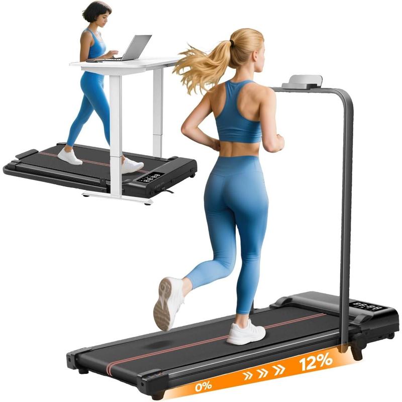 Foldable Walking Pad Treadmill with Incline and Handle Bar, Folding ...