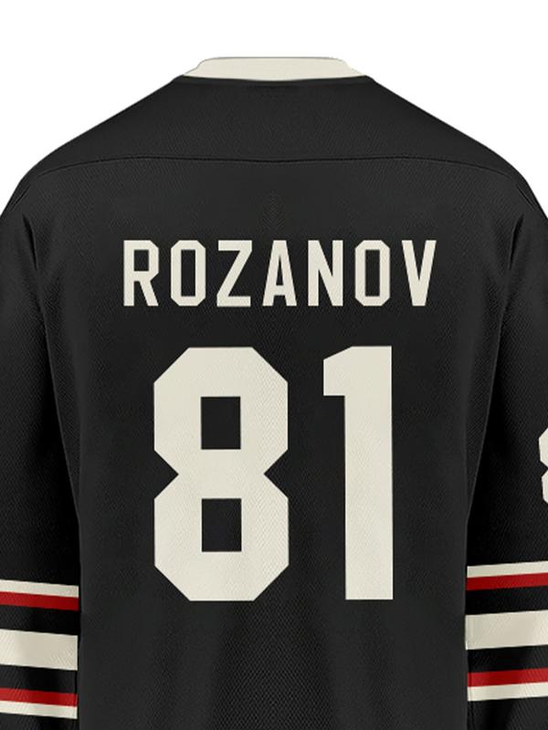 Heated Rivalry Black Hockey Jersey, Ice Hockey Sweatshirt, Rozanov #81 Classic Vintage Print Top, for TV Series Fans, Sport Training & Daily Wear