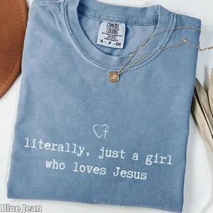 Comfort Colors Christian Valentines Day TShirt, Just a Girt who Loves Jesus T-Shirt, Inspirational Bible Verse Tee, Religious Vday Gift Apparel for Believer