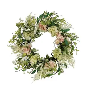 Puleo International 24" Artificial Hydrangea and Dogwood Floral Wreath