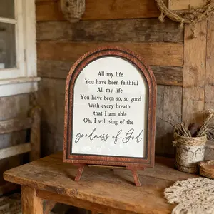 Wooden Arched Sign Set, Religious Home Decor, Christian Desktop Art, Inspirational Scripture Plaque, Faith-Based Gift, Bohemian Country Style, Vintage Plaque Decor