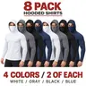 Men's Outdoor Work Sun Protection Clothing 8-Pack Breathable Long-Sleeve Hoodie with Sun-Blocking Hood Built-In Face Mask and Neck Guard