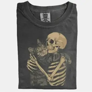 The Skeleton Hugging Cat Comfort Color Shirt, Animal Shirt, Funny Shirt, Pet Lover Gift, Cat Lover Shirt, Trending T-shirt