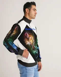 Smoke Colorful Men's Stripe-Sleeve Track Jacket Menswear Coats