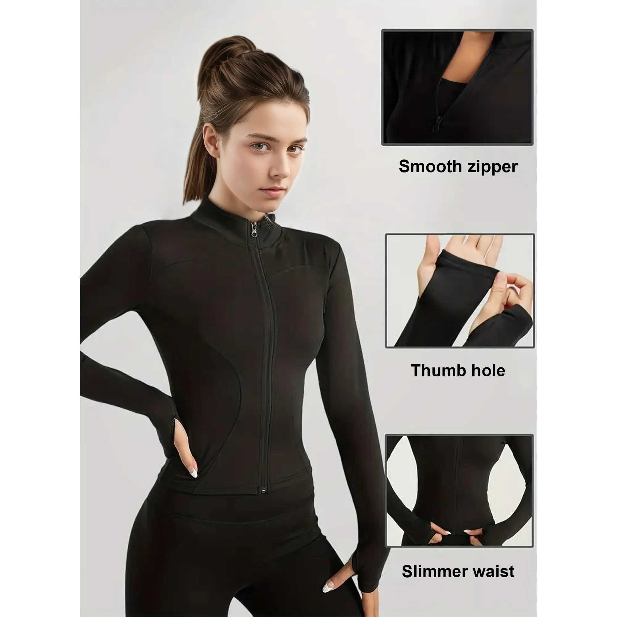 Women's slim yoga cloth, sun protection fitness top, jacket, breathable and stretchy, quick-drying long-sleeved sportswear