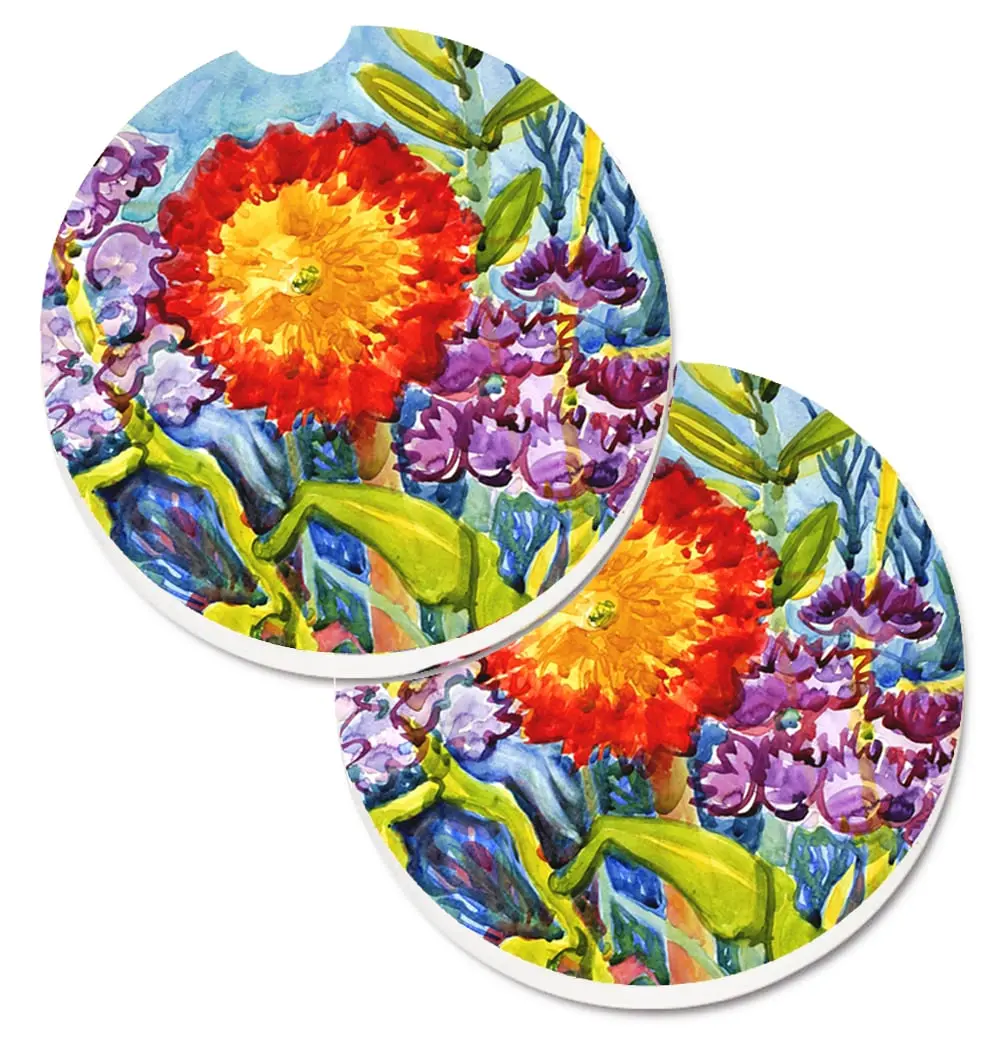 Flower Sunflower Set of 2 Cup Holder Car Coaster