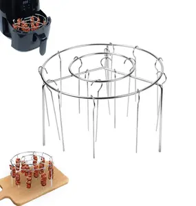 Air Fryer Grill, Vertical Air Fryer Skewer Rack with 24 Skewers, 6 Inch Air Fryer Skewers, Stainless Steel BBQ Skewer Rack