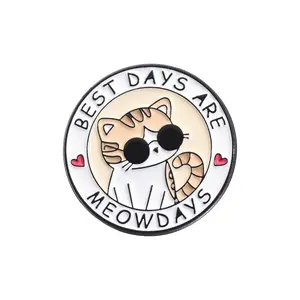 Cat Enamel Pins for Backpacks Funny Cat Lapel Pins Lovely Cute Brooch for Women Men Clothes Bags Accessories Gifts Best Days Are Meowdays Design