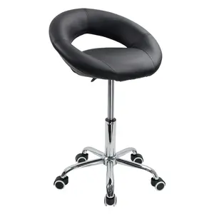 KKTONER Low Back Swivel Rolling Stool Height Adjustable Modern Semi-Circular Seat Office Computer Desk Chair with Wheels (Black)