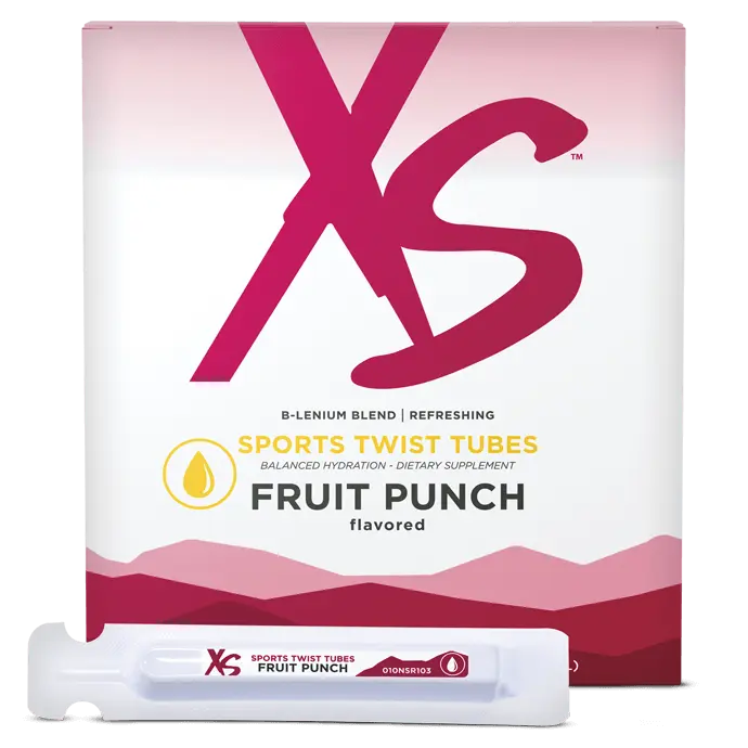 Amway XS Sports Twist Tubes Fruit Punch | Electrolyte Drink Mix | 20 Single-Serve Tubes | Fruit Punch Flavor | Drink Mix Powder | Individual Tubes | XS Sports | Electrolyte Beverage | Ready to Mix | Original Formula for Adults | 20 Servings | XS Product