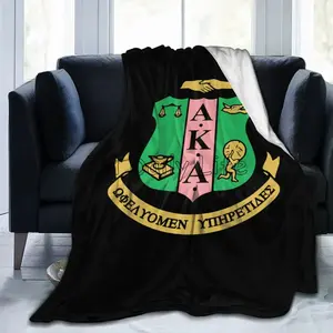 Alpha Kappa Alpha AKA Sorority Crest Print Flannel Blanket Cooling Blanket Homegoods Soft Cozy For Bedroom Living Room For AKA Members Sorority Sisters Perfect Gift