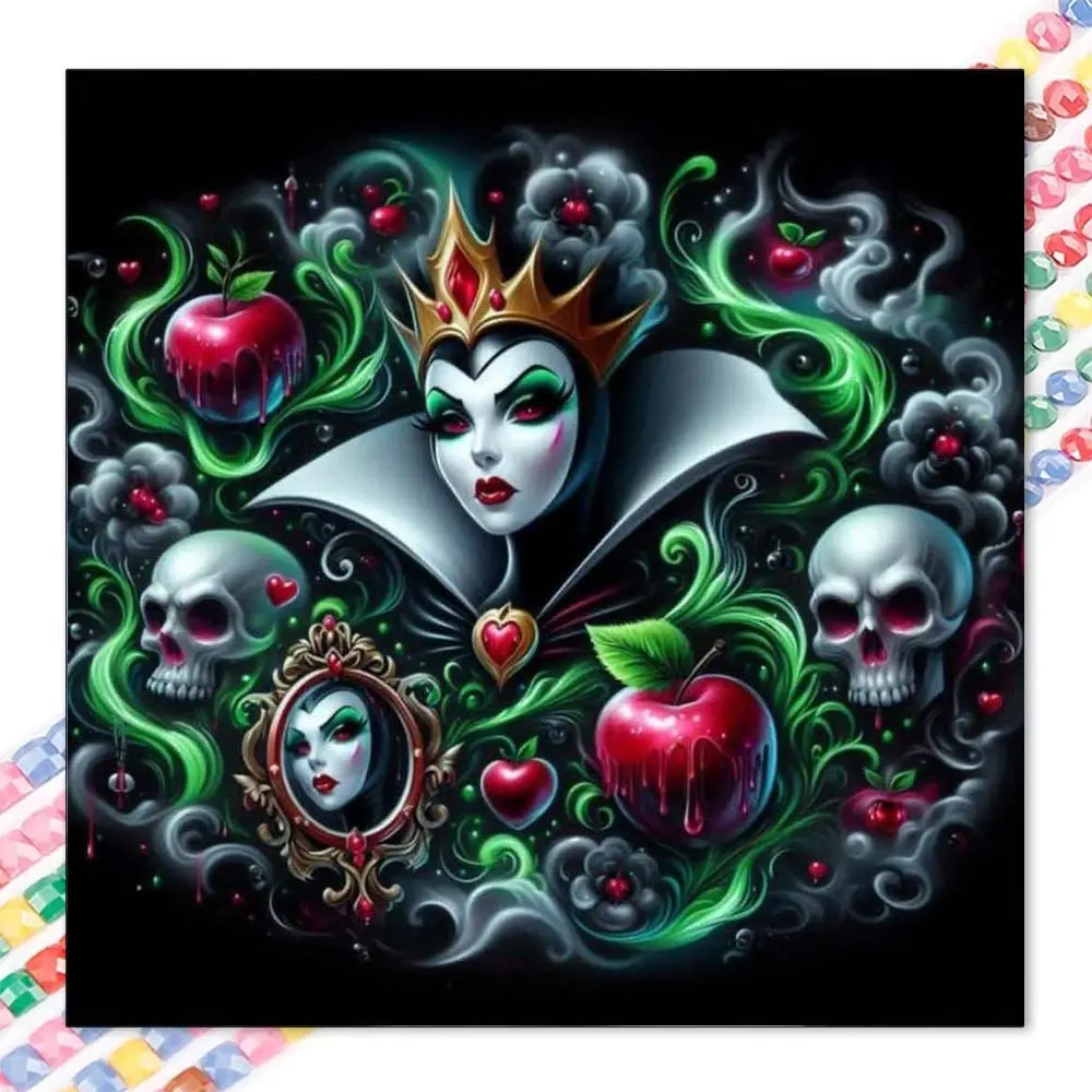 1 DIY diamond painting kit, 5D diamond art set, Diamond Art Tools, DIY decoration, crown, poisoned apple, green vine. The diamond painting kit has full round drills, mosaic, diamond art, DIY art home decor, Handicraft, suitable for Christmas.