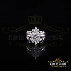 King Of Blings Solitaire Enhancer Guard Wrap Ring Insert 1.66ct Moissanite 925 White Silver SZ7