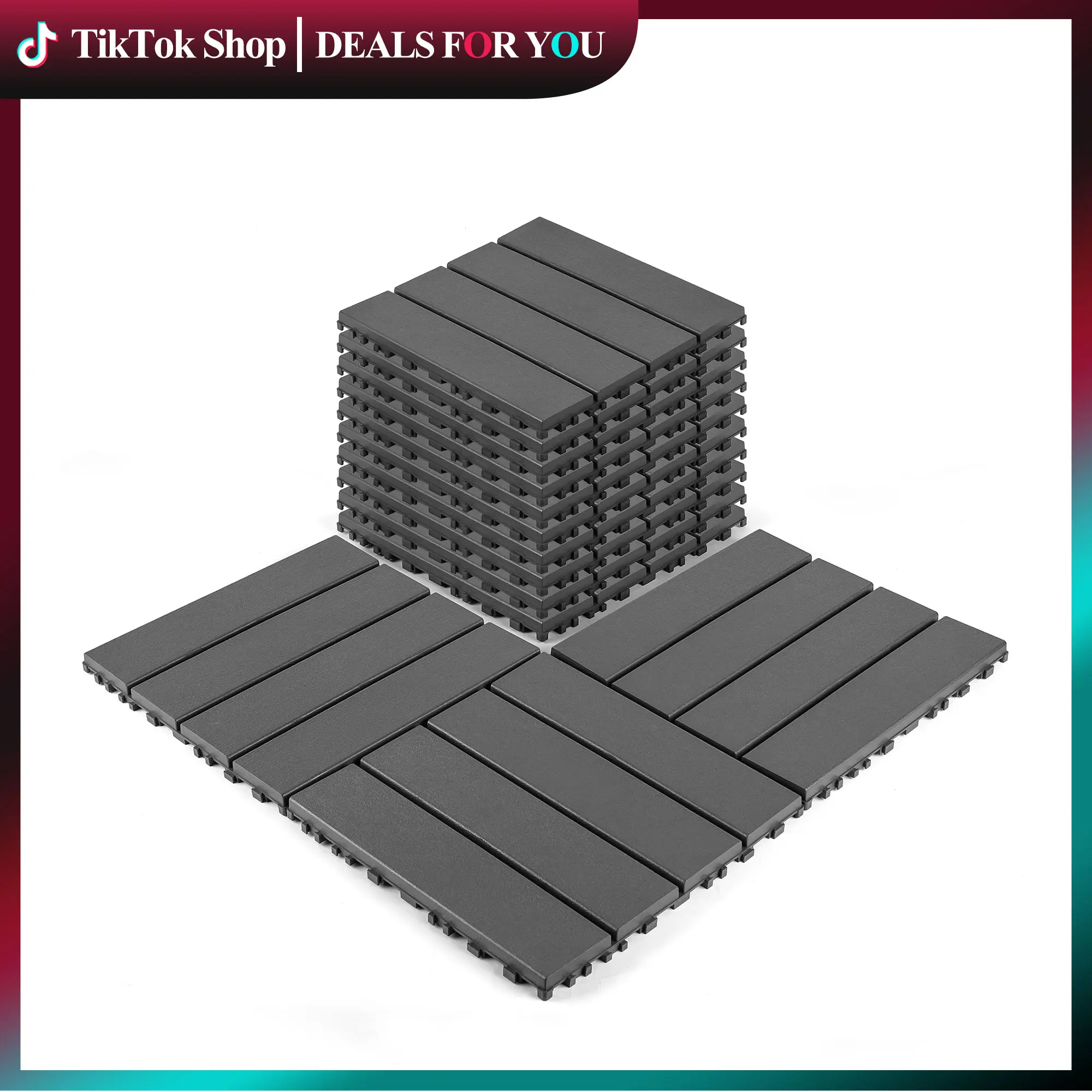 [33PCS+11PCS] Interlocking Deck Tiles 12"x12" Waterproof Outdoor Indoor Flooring All Weather Use Patio Poolside Balcony Backyard UV Resistant Easy Installation