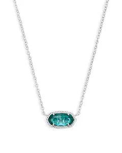 Kendra Scott Elisa Pendant Necklace in London Blue Glass and Rhodium Plated 4217717626