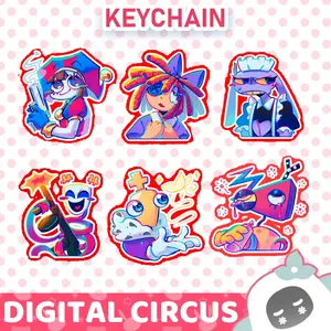 Digital Circus Acrylic Keychains, TADC Keyrings, Unique Keychains for Personal Style, Cute Keychains for Bags and Keys, Durable, Lightweight and Perfect for Personal Style, Collecting and Gifting