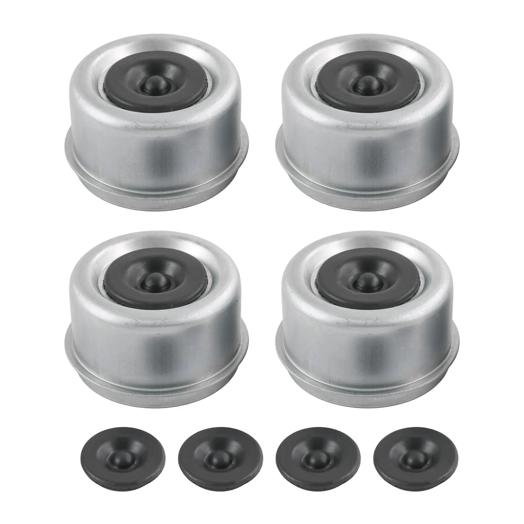 4pcs 2.44" Trailer Hub Bearing Dust Cap With Extra 4 Rubber Plugs  Axle Wheel And Caps For 5200 To 6000 Pound Axles Dexter Cup Grease Cover