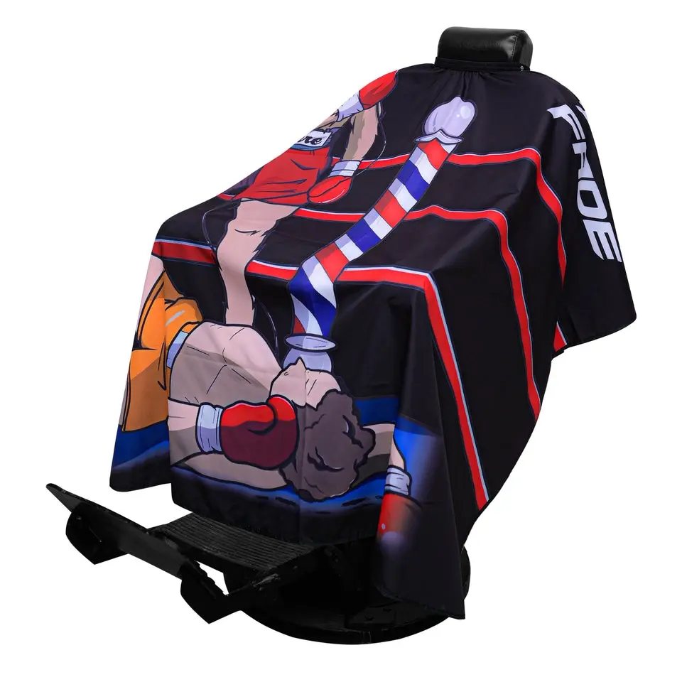 Knockout Fade Pro Barber Cape - Boxing Champion Design, Lightweight, Adjustable