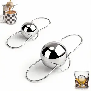 Espresso Tools, 2pcs Espresso Cooling Ball, Reusable Metal Ice Cubes, Stainless Steel Frozen Ice Balls for Coffee, Whiskey & More Drinks, Chiller Gift for Birthday, Valentine's Day,